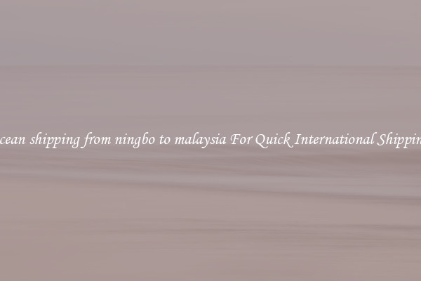 ocean shipping from ningbo to malaysia For Quick International Shipping