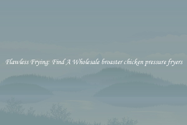 Flawless Frying: Find A Wholesale broaster chicken pressure fryers