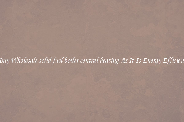 Buy Wholesale solid fuel boiler central heating As It Is Energy Efficient